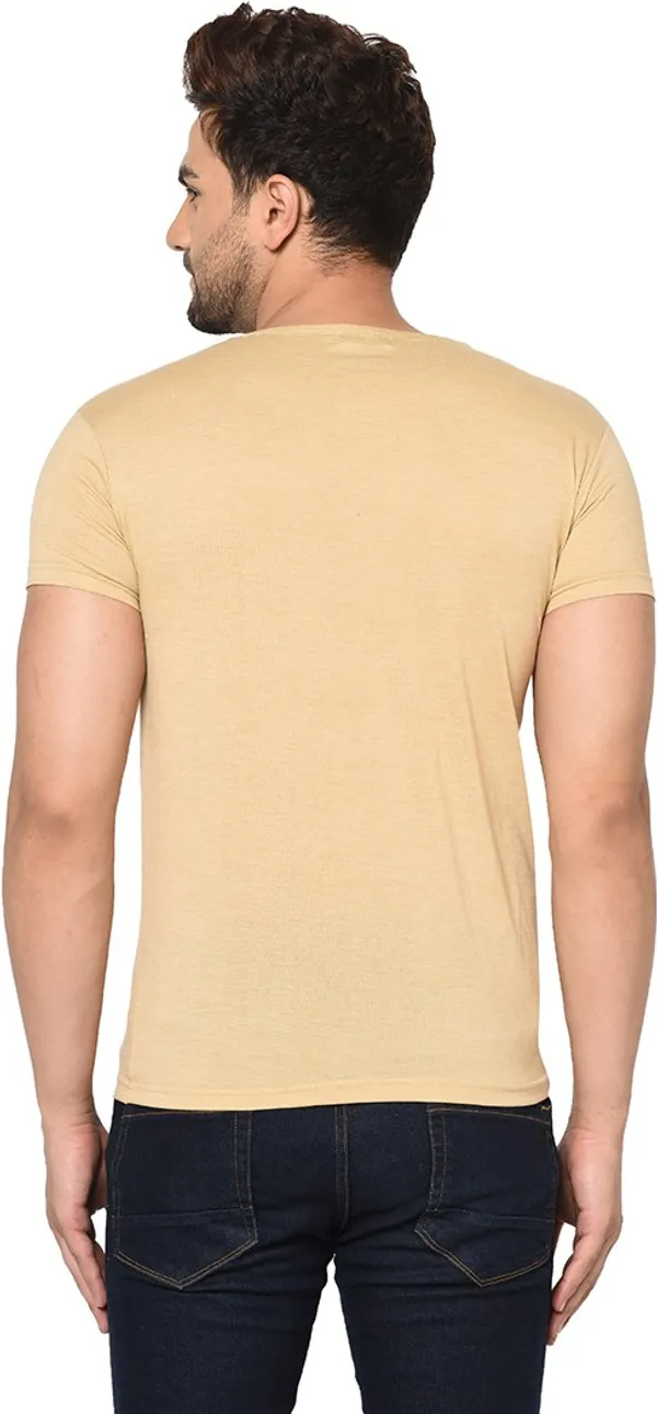 Beige_Cotton_Solid_V_Neck_Regukar_Fit_T-Shirt_For_Men
