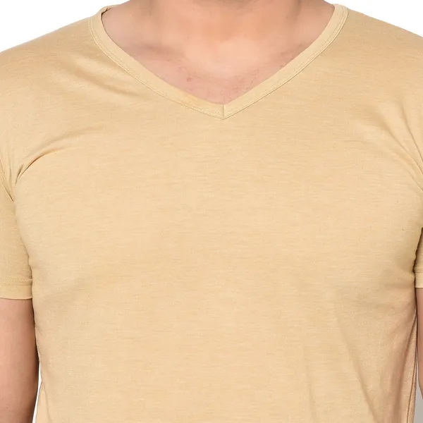Beige_Cotton_Solid_V_Neck_Regukar_Fit_T-Shirt_For_Men