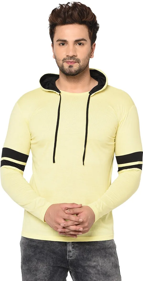 Yellow_Cotton_Solid_Hooded_Neck_Regukar_Fit_T-Shirt_For_Men
