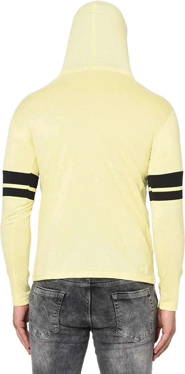 Yellow_Cotton_Solid_Hooded_Neck_Regukar_Fit_T-Shirt_For_Men