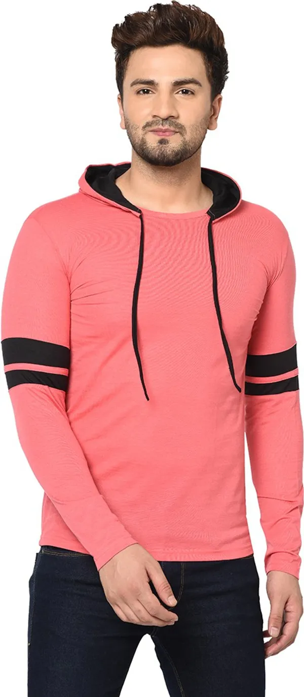 Red_Cotton_Solid_Hooded_Neck_Regukar_Fit_T-Shirt_For_Men
