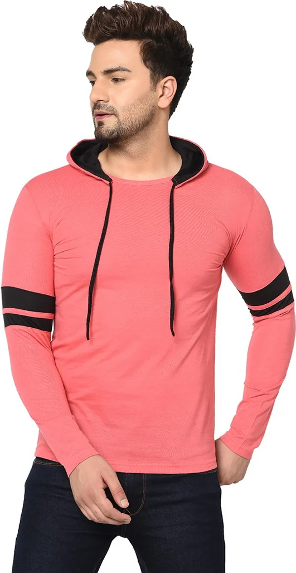Red_Cotton_Solid_Hooded_Neck_Regukar_Fit_T-Shirt_For_Men