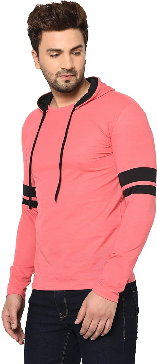 Red_Cotton_Solid_Hooded_Neck_Regukar_Fit_T-Shirt_For_Men