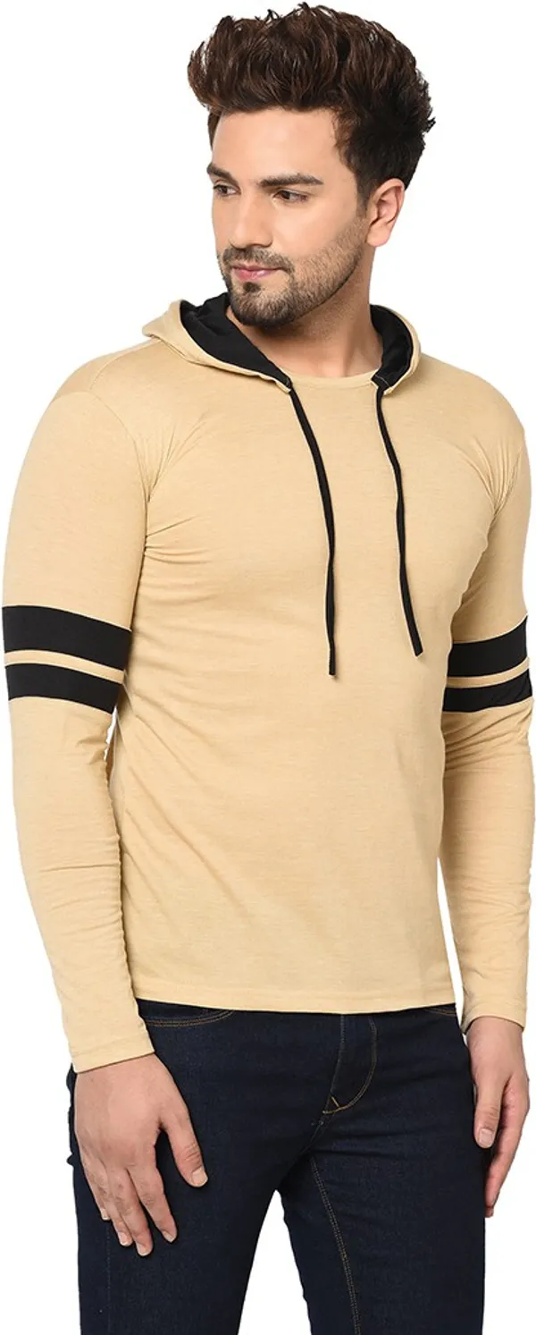 Beige_Cotton_Solid_Hooded_Neck_Regukar_Fit_T-Shirt_For_Men