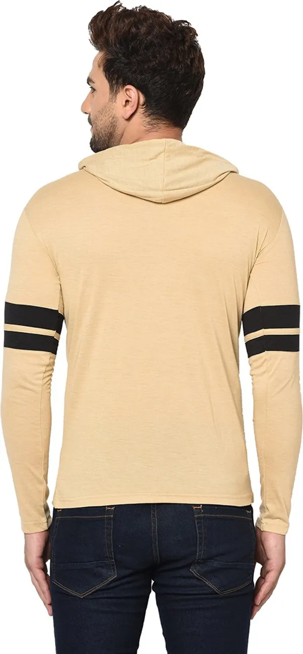 Beige_Cotton_Solid_Hooded_Neck_Regukar_Fit_T-Shirt_For_Men