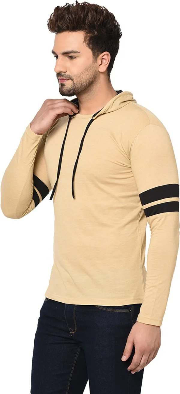 Beige_Cotton_Solid_Hooded_Neck_Regukar_Fit_T-Shirt_For_Men