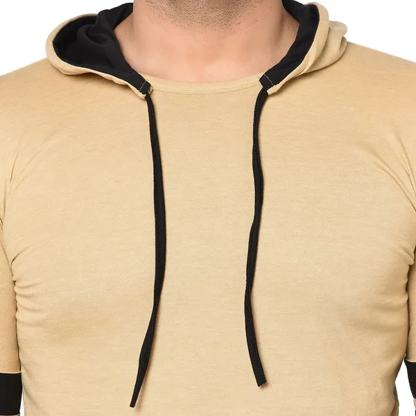 Beige_Cotton_Solid_Hooded_Neck_Regukar_Fit_T-Shirt_For_Men