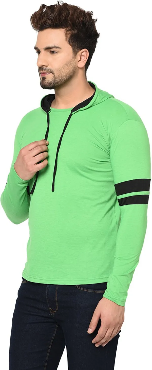 Green_Cotton_Solid_Hooded_Neck_Regukar_Fit_T-Shirt_For_Men