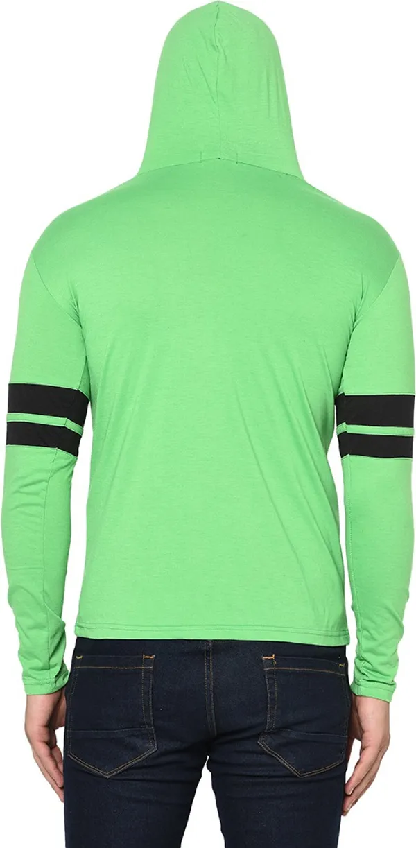 Green_Cotton_Solid_Hooded_Neck_Regukar_Fit_T-Shirt_For_Men