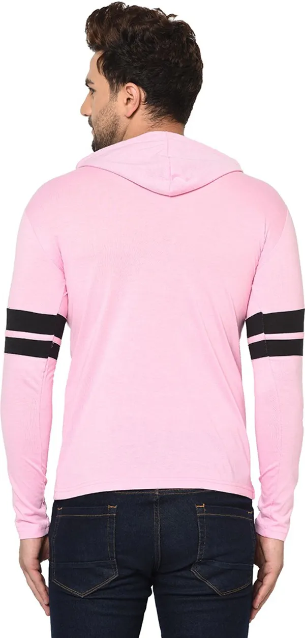 Pink_Cotton_Solid_Hooded_Neck_Regukar_Fit_T-Shirt_For_Men
