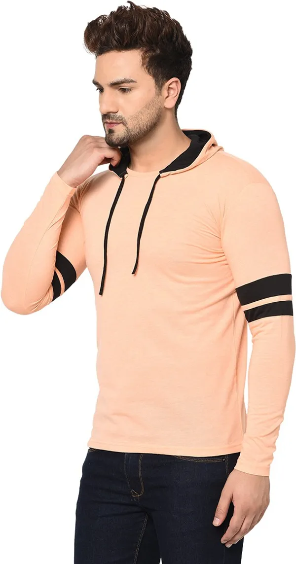 Beige_Cotton_Solid_Hooded_Neck_Regukar_Fit_T-Shirt_For_Men