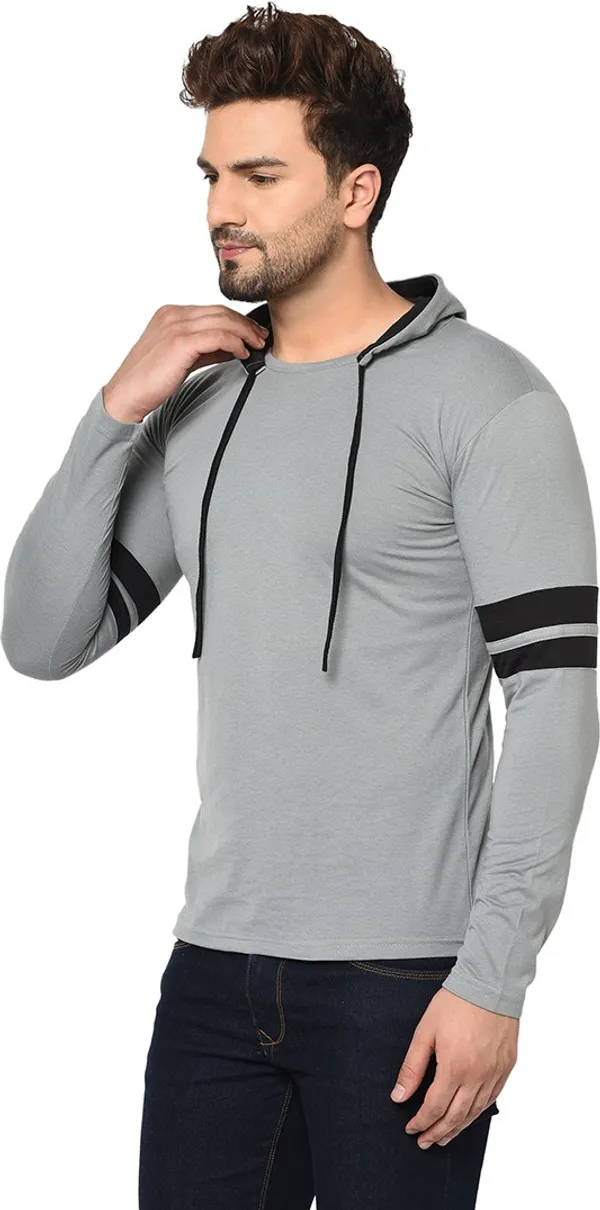 Grey_Cotton_Solid_Hooded_Neck_Regukar_Fit_T-Shirt_For_Men