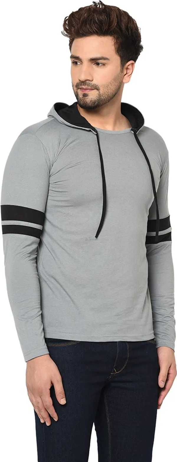Grey_Cotton_Solid_Hooded_Neck_Regukar_Fit_T-Shirt_For_Men