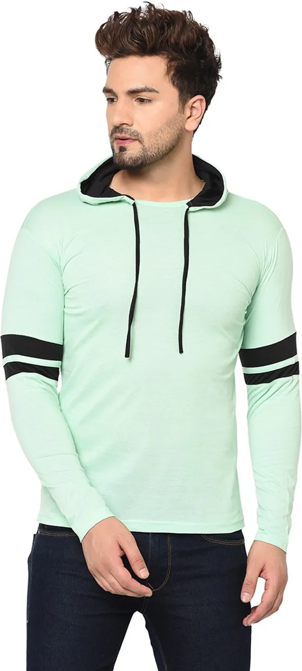 Green_Cotton_Solid_Hooded_Neck_Regukar_Fit_T-Shirt_For_Men