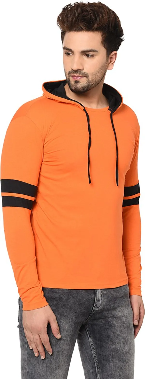 Orange_Cotton_Solid_Hooded_Neck_Regukar_Fit_T-Shirt_For_Men