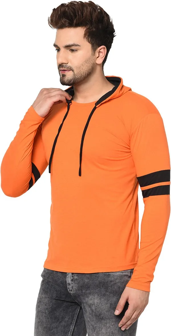 Orange_Cotton_Solid_Hooded_Neck_Regukar_Fit_T-Shirt_For_Men