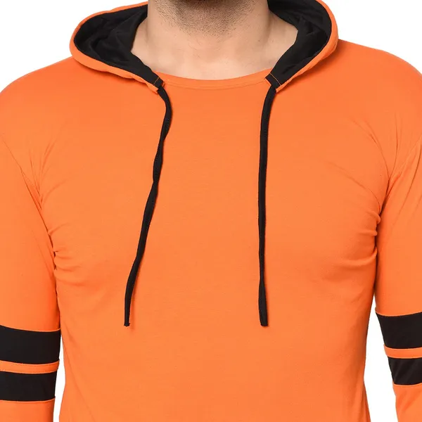 Orange_Cotton_Solid_Hooded_Neck_Regukar_Fit_T-Shirt_For_Men