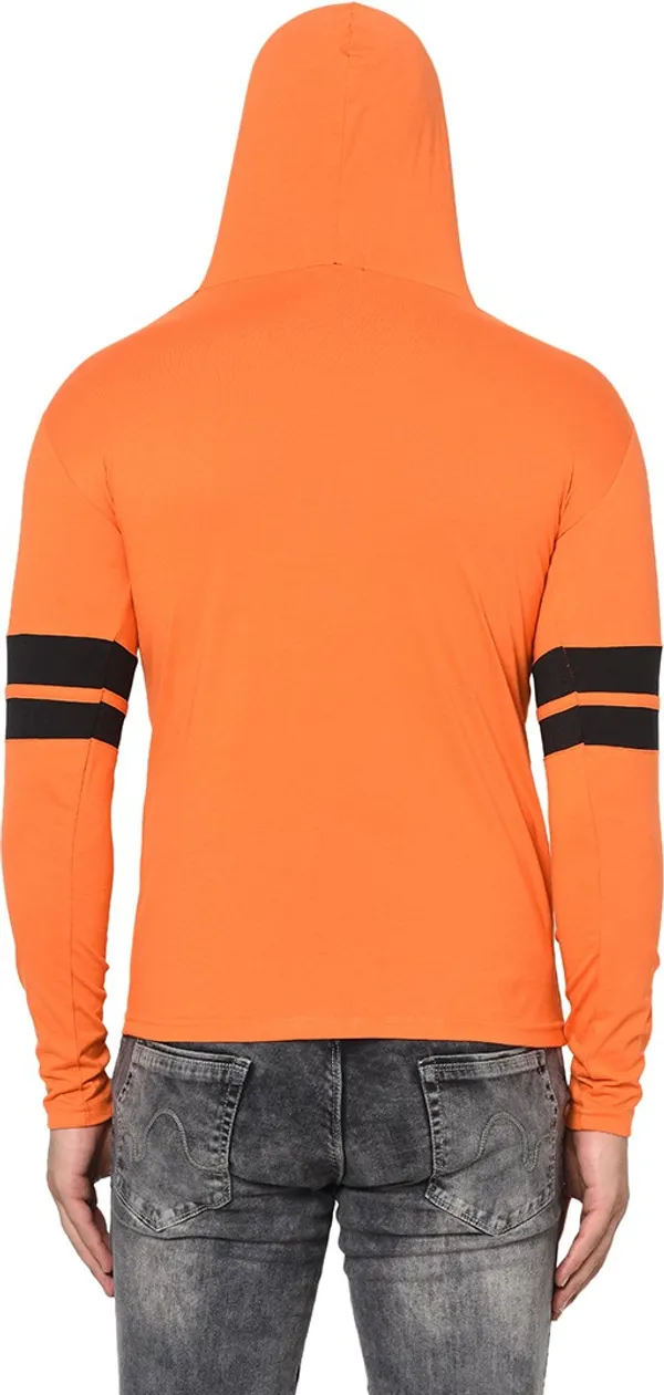 Orange_Cotton_Solid_Hooded_Neck_Regukar_Fit_T-Shirt_For_Men