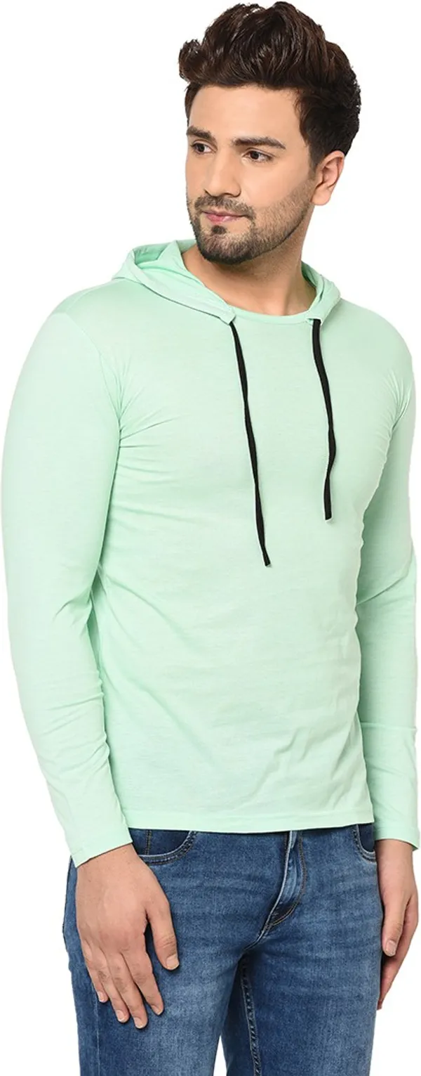 Green_Cotton_Solid_Men_Hooded_Neck_Regukar_Fit_T-Shirt_For_Men