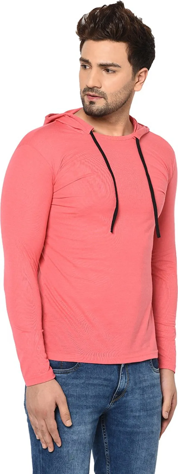 Red_Solid_Cotton_Hooded_T-Shirt_for_Men_|_Regular_Fit