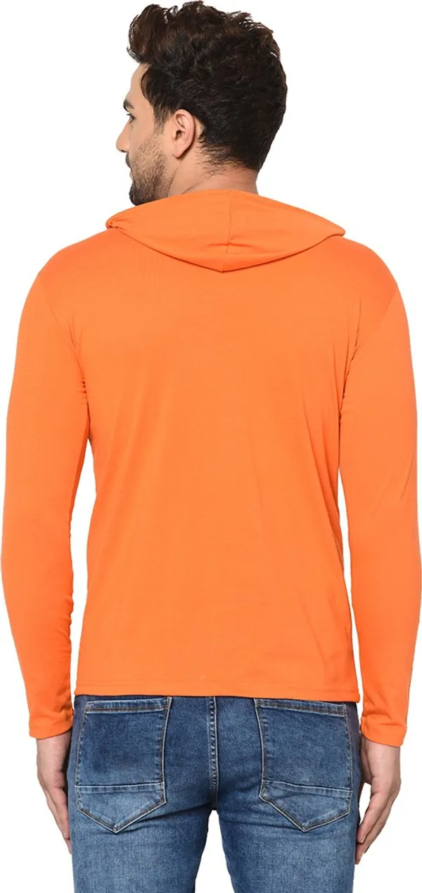 Orange_Cotton_Solid_Hooded_Neck_Regukar_Fit_T-Shirt_For_Men