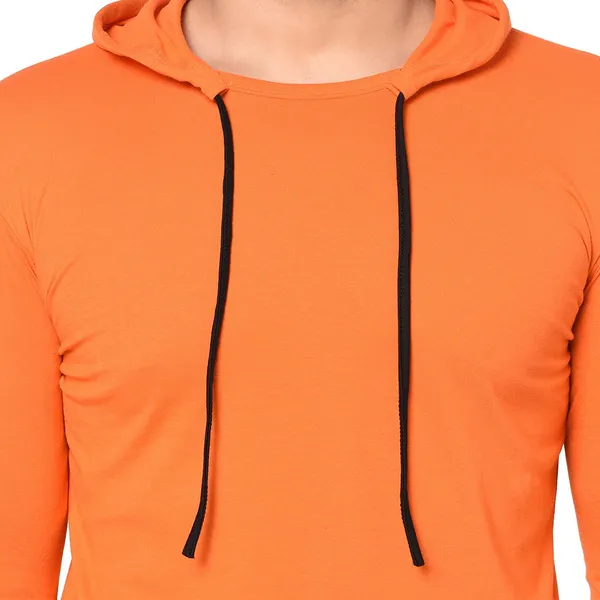Orange_Cotton_Solid_Hooded_Neck_Regukar_Fit_T-Shirt_For_Men