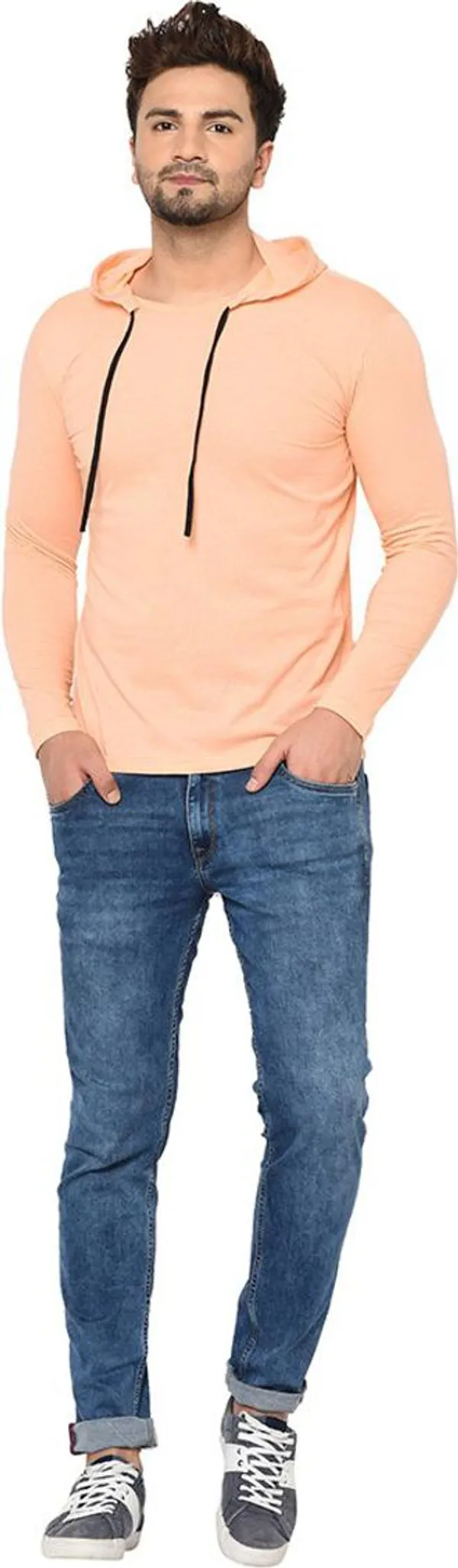 Beige_Cotton_Solid_Hooded_Neck_Regukar_Fit_T-Shirt_for_men