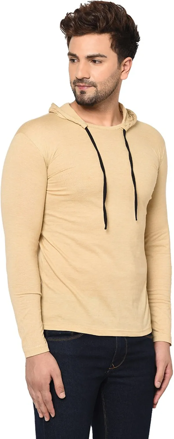 Beige_Cotton_Solid_Hooded_Neck_Regukar_Fit_T-Shirt_For_Men