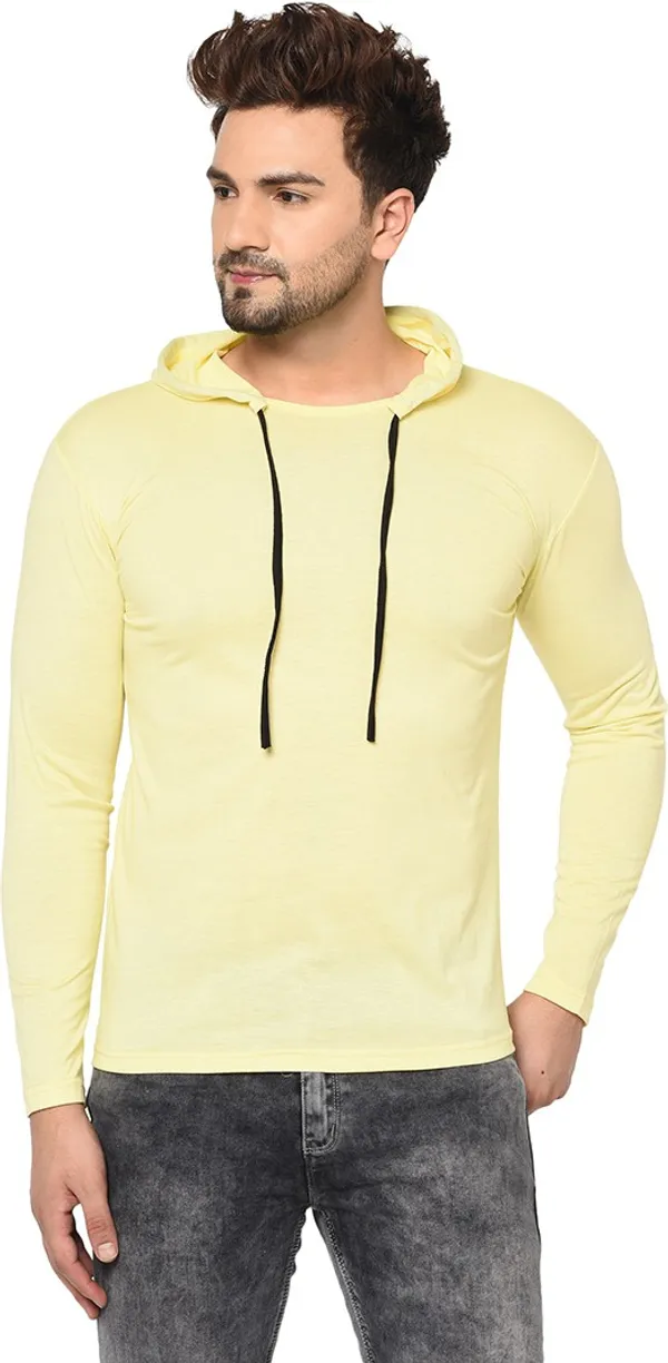 Yellow_Cotton_Solid_Hooded_Neck_Regukar_Fit_T-Shirt_for_men