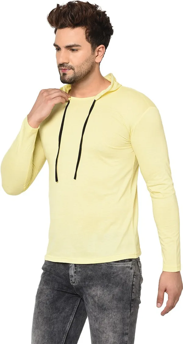 Yellow_Cotton_Solid_Hooded_Neck_Regukar_Fit_T-Shirt_for_men