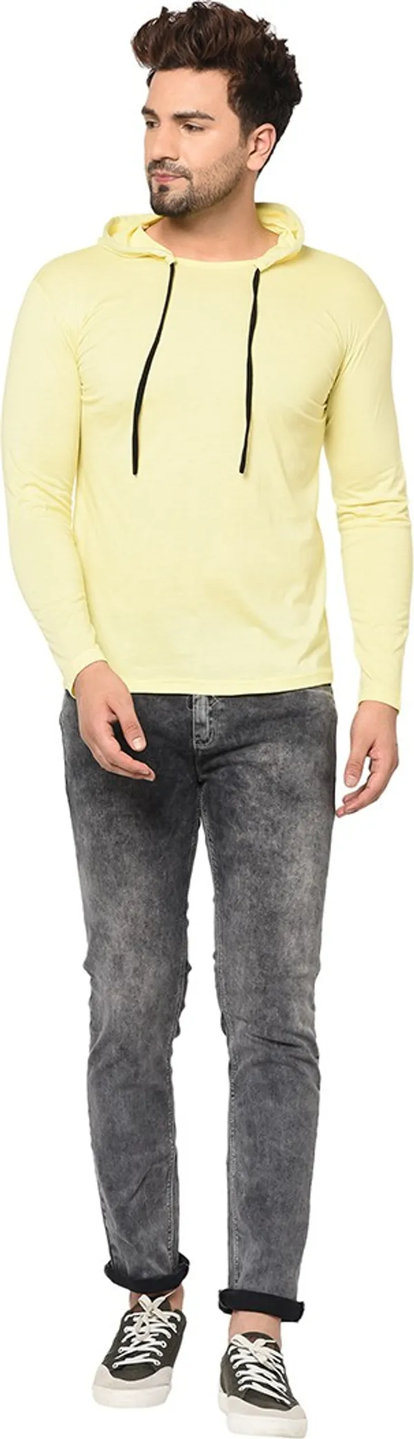 Yellow_Cotton_Solid_Hooded_Neck_Regukar_Fit_T-Shirt_for_men