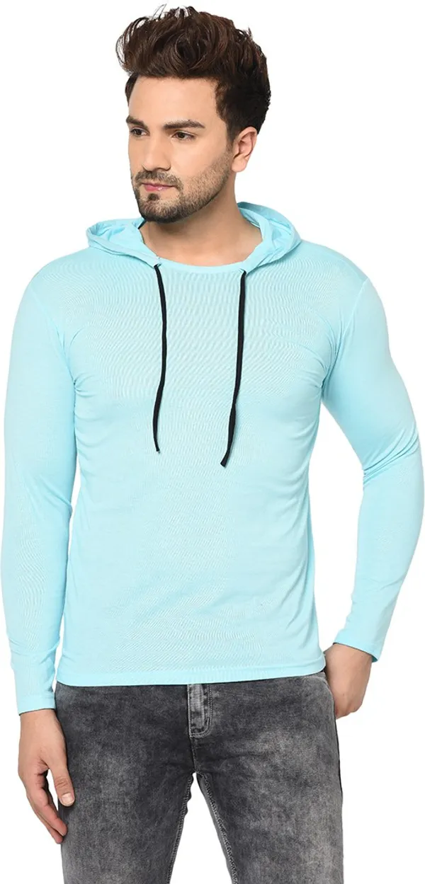 Blue_Cotton_Solid_Hooded_Neck_Regukar_Fit_T-Shirt_For_Men