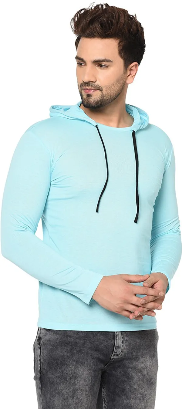Blue_Cotton_Solid_Hooded_Neck_Regukar_Fit_T-Shirt_For_Men