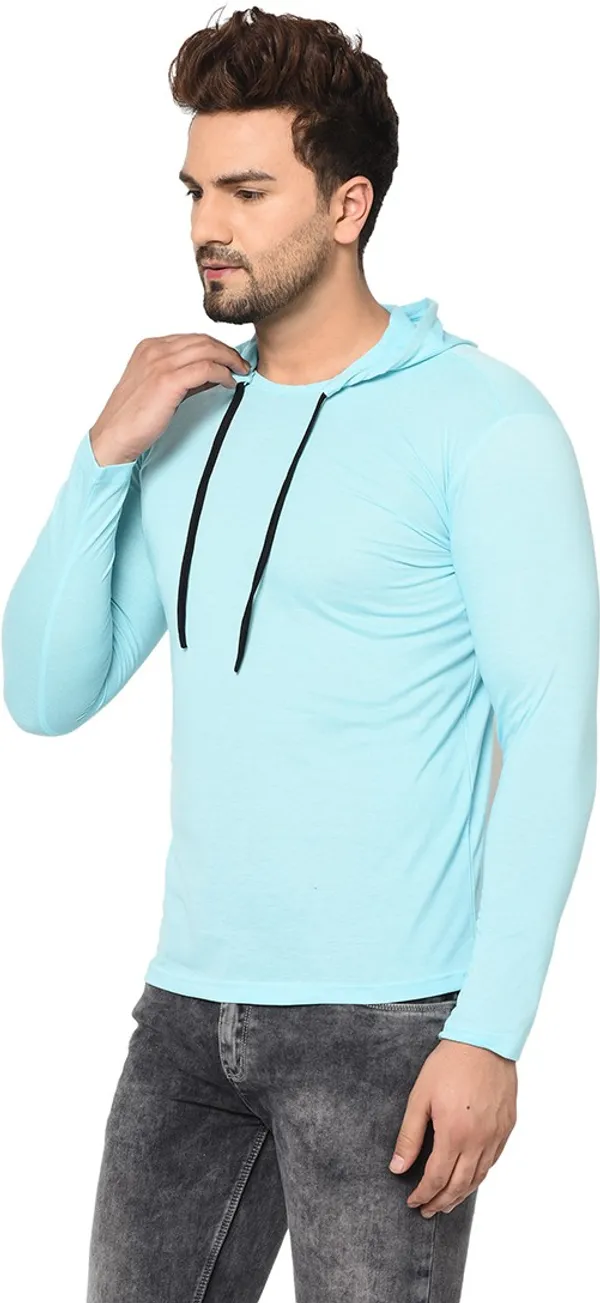 Blue_Cotton_Solid_Hooded_Neck_Regukar_Fit_T-Shirt_For_Men