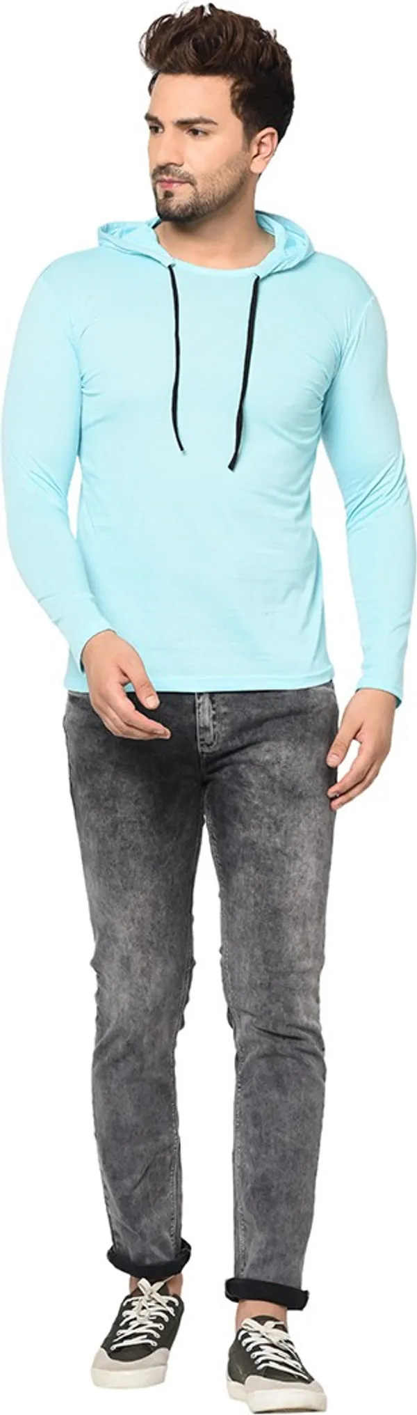 Blue_Cotton_Solid_Hooded_Neck_Regukar_Fit_T-Shirt_For_Men