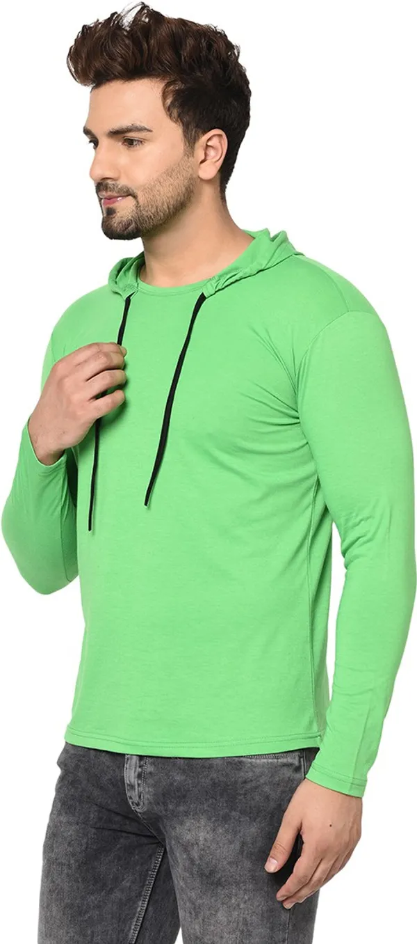 Green_Cotton_Solid_Hooded_Neck_Regukar_Fit_T-Shirt_For_Men
