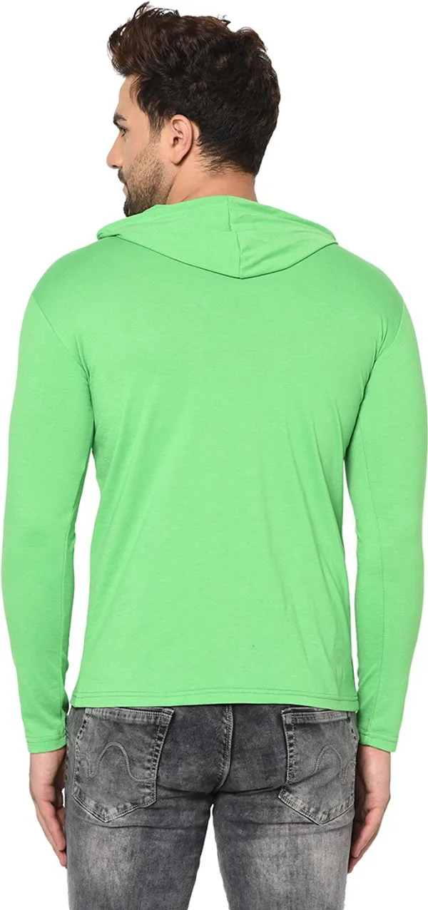 Green_Cotton_Solid_Hooded_Neck_Regukar_Fit_T-Shirt_For_Men