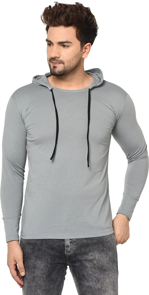 Grey_Cotton_Solid_Hooded_Neck_Regukar_Fit_T-Shirt_For_Men