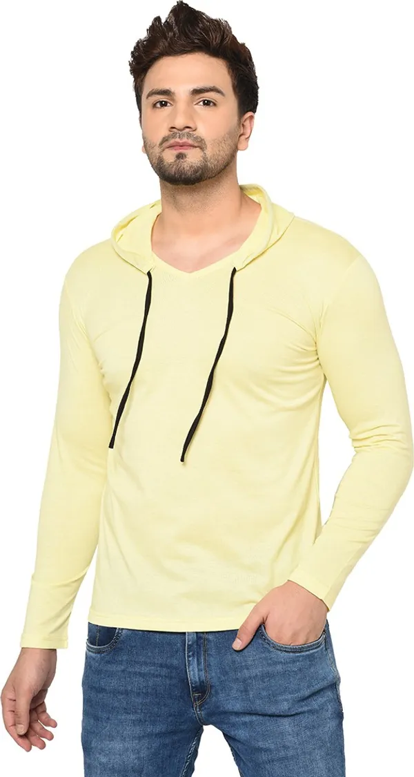 Yellow_Cotton_Solid_Scoop_Neck_Regukar_Fit_T-Shirt_For_Men