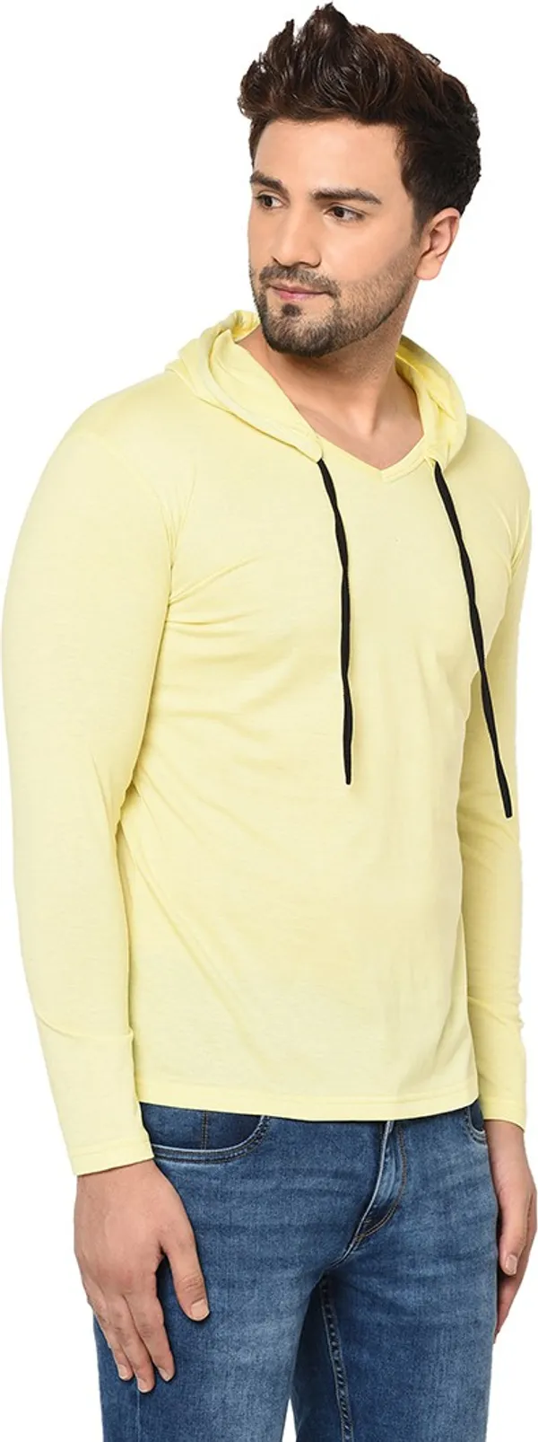 Yellow_Cotton_Solid_Scoop_Neck_Regukar_Fit_T-Shirt_For_Men