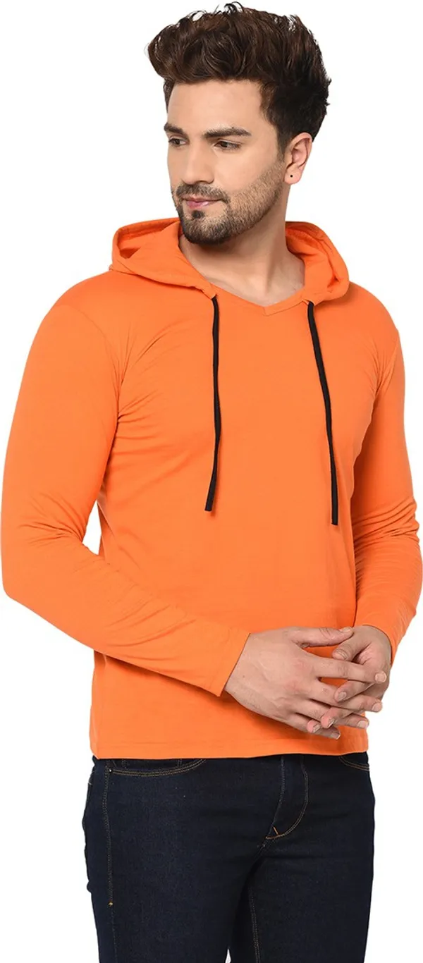 Orange_Cotton_Solid_Scoop_Neck_Regukar_Fit_T-Shirt_For_Men