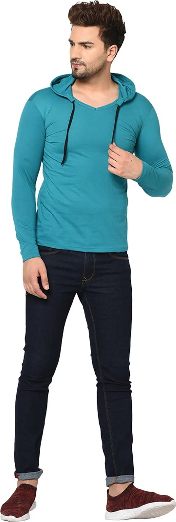 Blue_Cotton_Solid_Scoop_Neck_Regukar_Fit_T-Shirt_For_Men