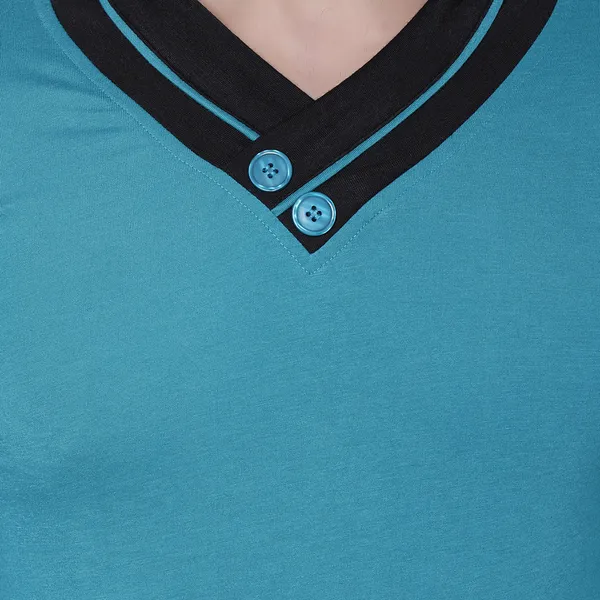 Dark_Blue_Cotton_Solid_Shawl_Neck_Regukar_Fit_T-Shirt_For_Men