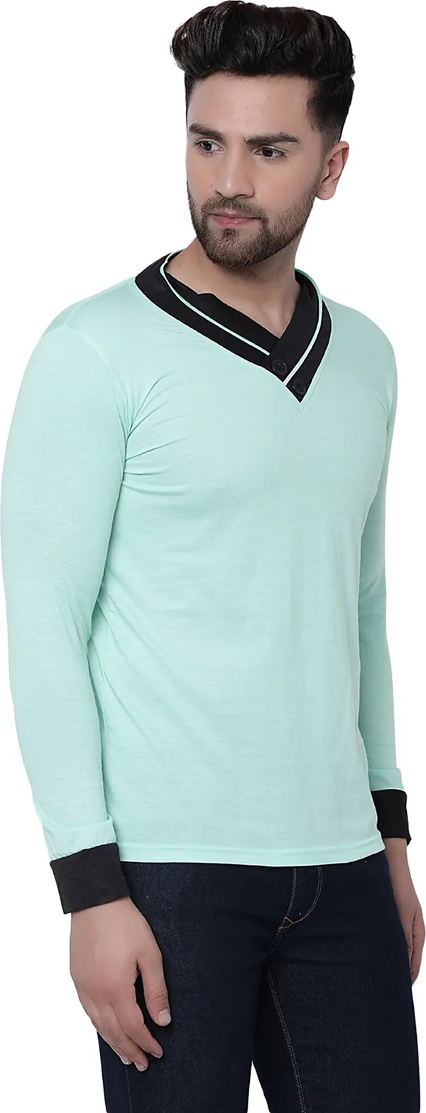 Green_Cotton_Solid_Shawl_Neck_Regukar_Fit_T-Shirt_for_men