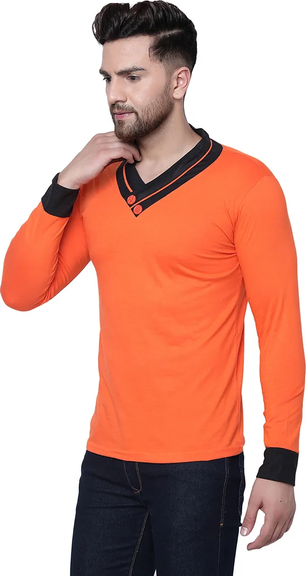 Orange_Cotton_Solid_Shawl_Neck_Regukar_Fit_T-Shirt_for_men