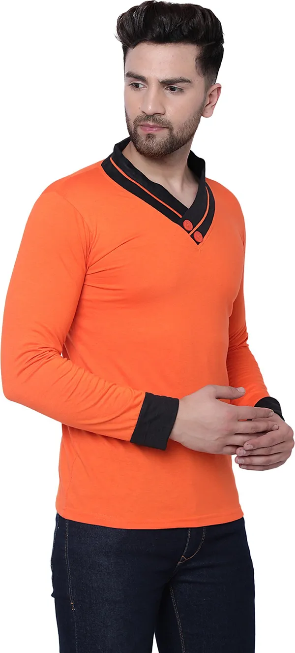 Orange_Cotton_Solid_Shawl_Neck_Regukar_Fit_T-Shirt_for_men
