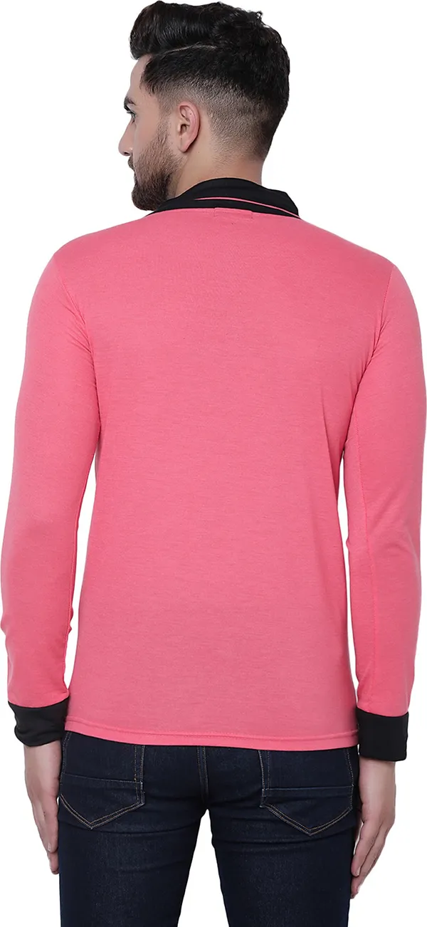 Pink_Cotton_Solid_Shawl_Neck_Regukar_Fit_T-Shirt_For_Men