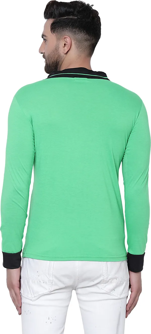 Green_Cotton_Solid_Shawl_Neck_Regukar_Fit_T-Shirt_For_Men