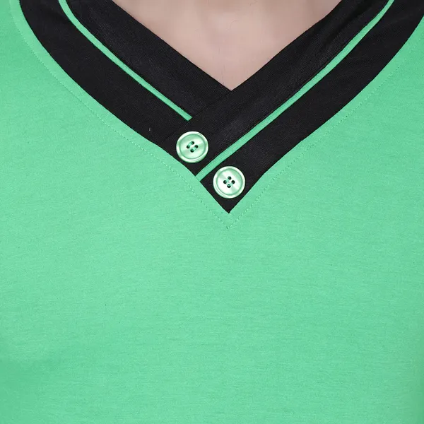 Green_Cotton_Solid_Shawl_Neck_Regukar_Fit_T-Shirt_For_Men