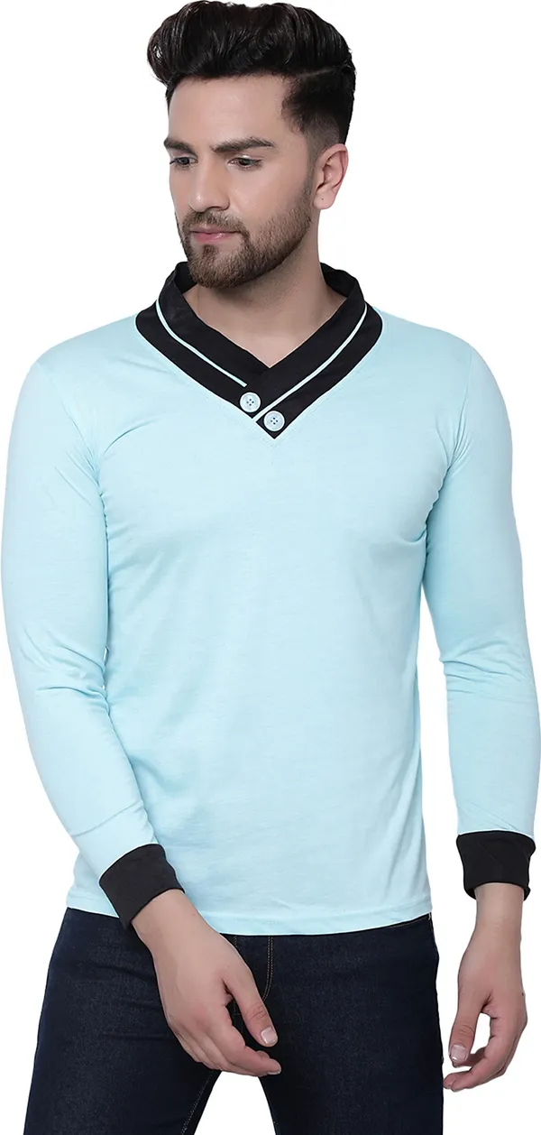 Blue_Cotton_Solid_Shawl_Neck_Regukar_Fit_T-Shirt_for_men